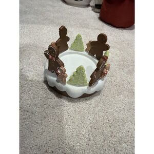 PartyLite Peppermint Delight Pillar Candle Holder P90077 Holiday Gingerbread Man